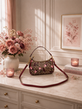 COACH CY694 Teri Shoulder Bag Signature Canvas Cherry Print Tan Brown NWT