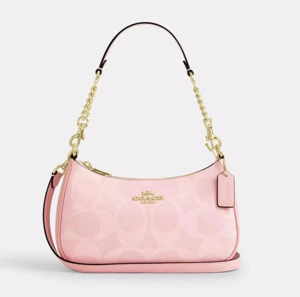 Coach Teri Shoulder Bag In Signature Canvas CAL51 Powder Pink NEW