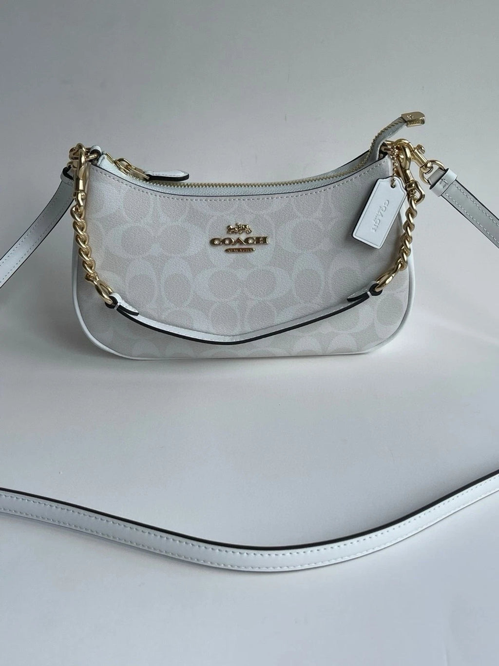 NEW COACH Teri 2Way Shoulder Bag Signature Coated Canvas White outlet CA548