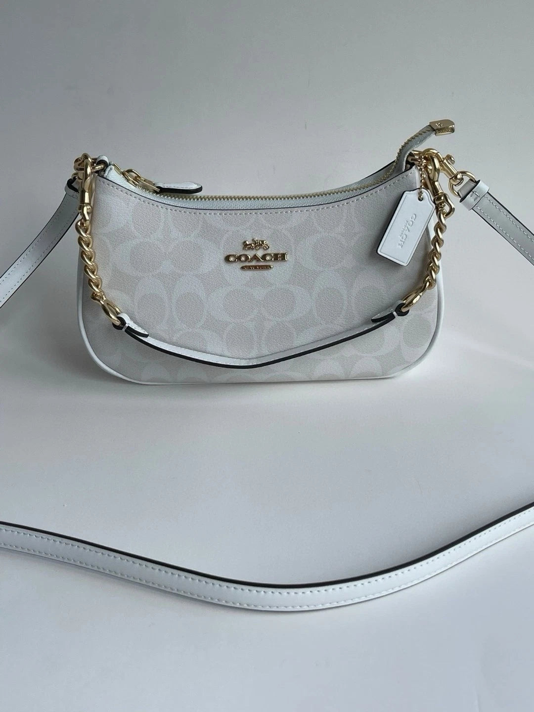 NEW COACH Teri 2Way Shoulder Bag Signature Coated Canvas White outlet CA548