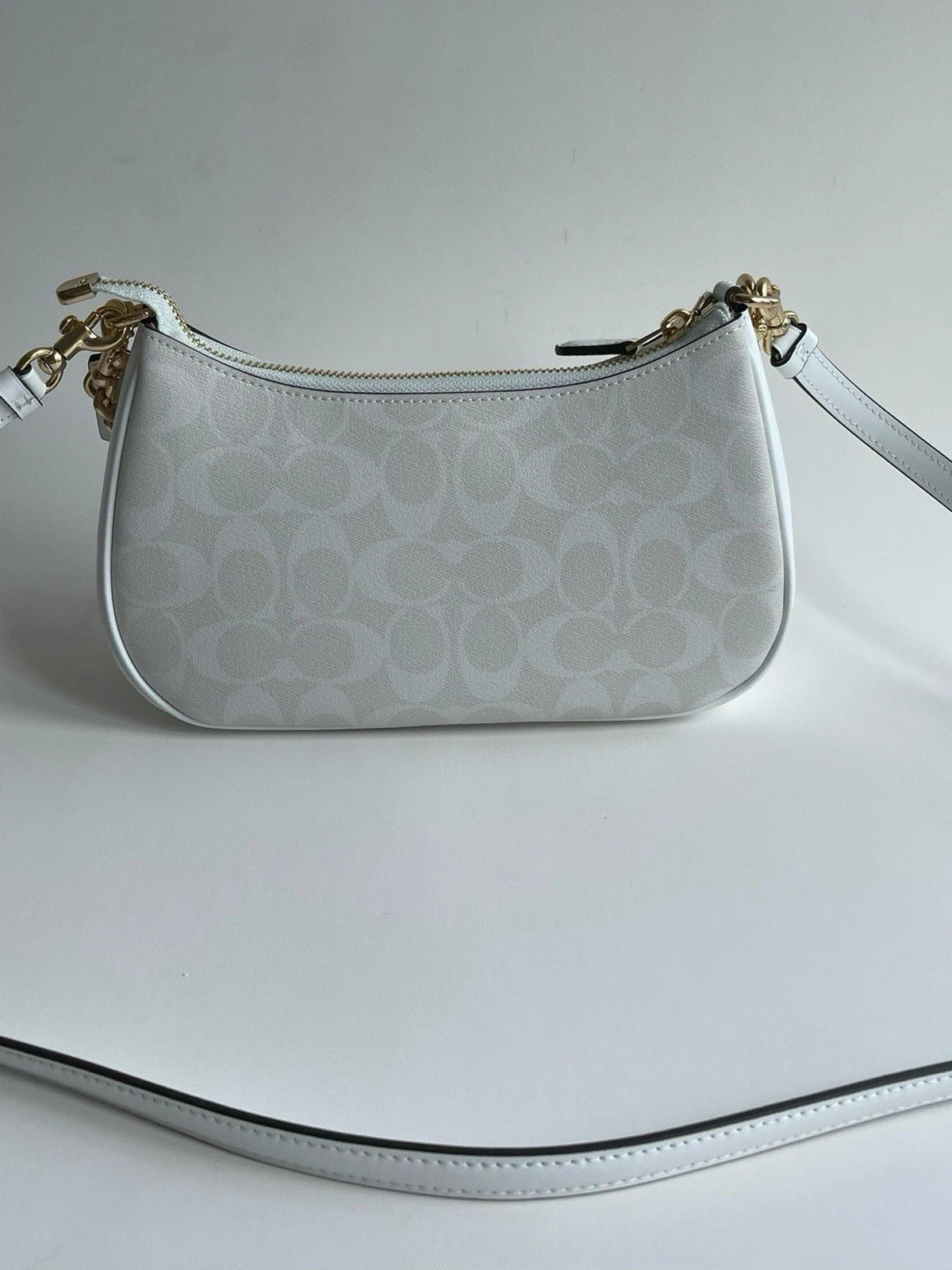 NEW COACH Teri 2Way Shoulder Bag Signature Coated Canvas White outlet CA548
