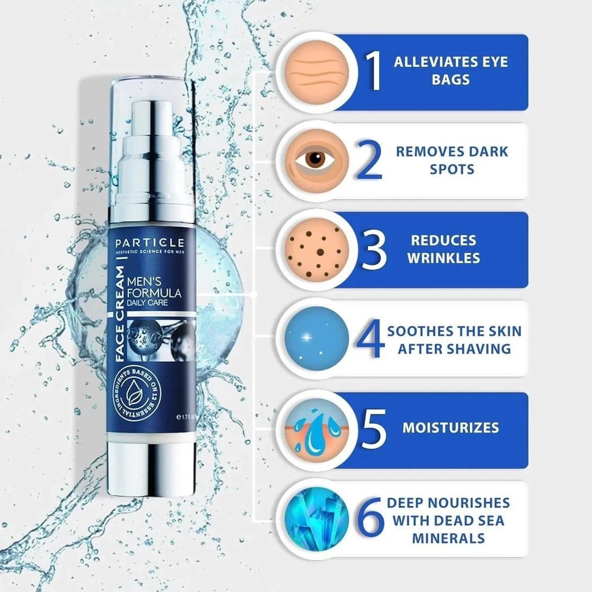 3X Particle Face Cream Men 6 in 1 Anti-Aging Cream Fights Eye Bags Dark Spots