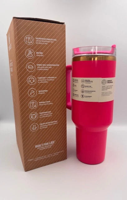 Stanley Quencher H2.0 Tumbler with Handle & Straw 40 oz - Fuchsia