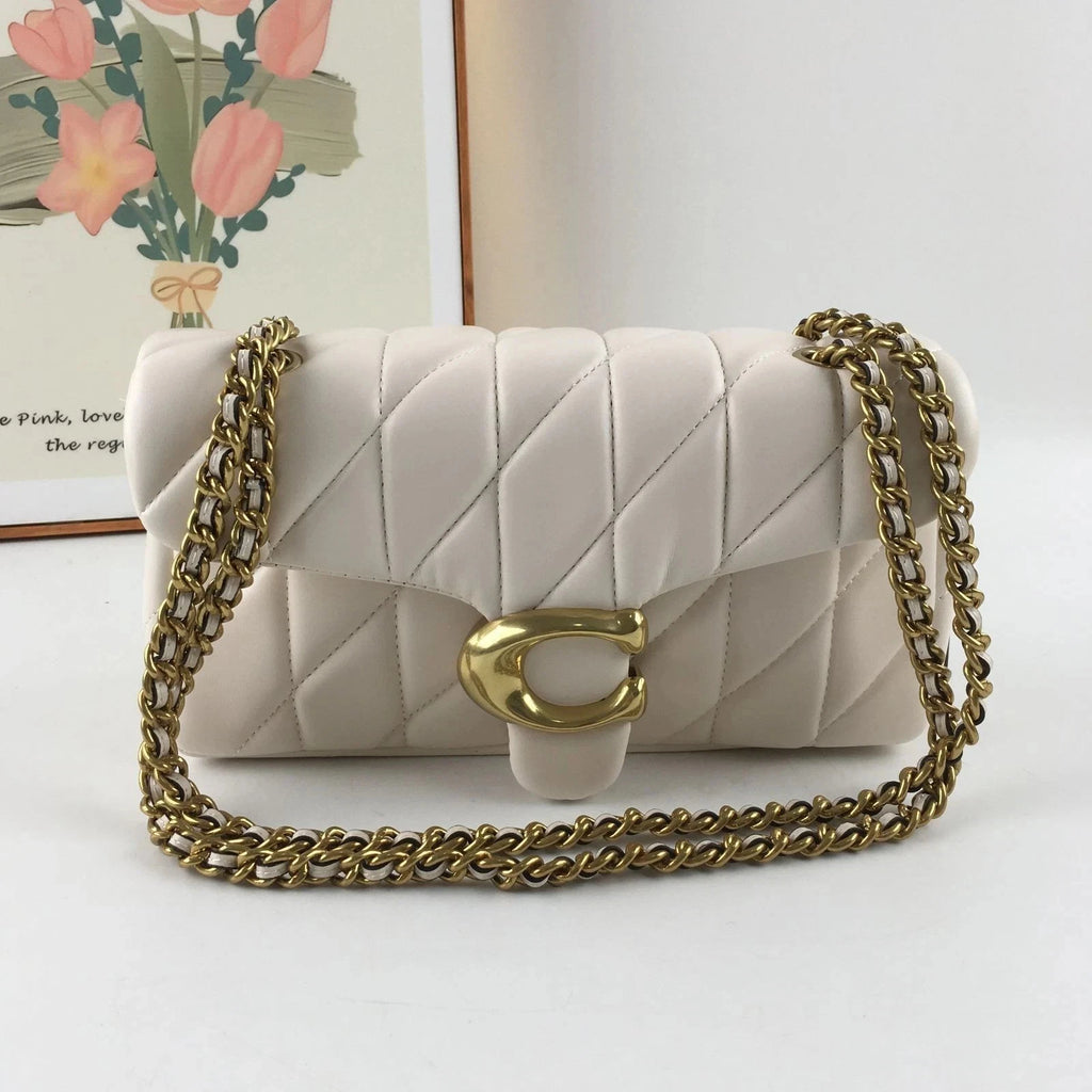 NWT Coach Tabby 26 Quilted Shoulder Bag Leather White/Gold CP150 outlet New
